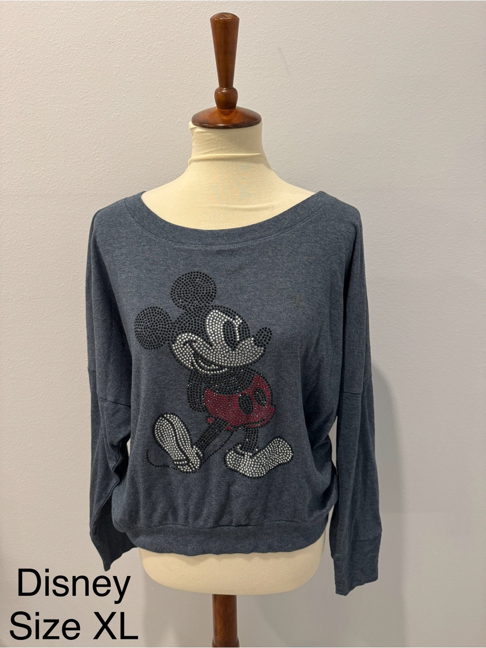 Disney Parks Heather Charcoal Crewneck Sweatshirt with Cream Accent